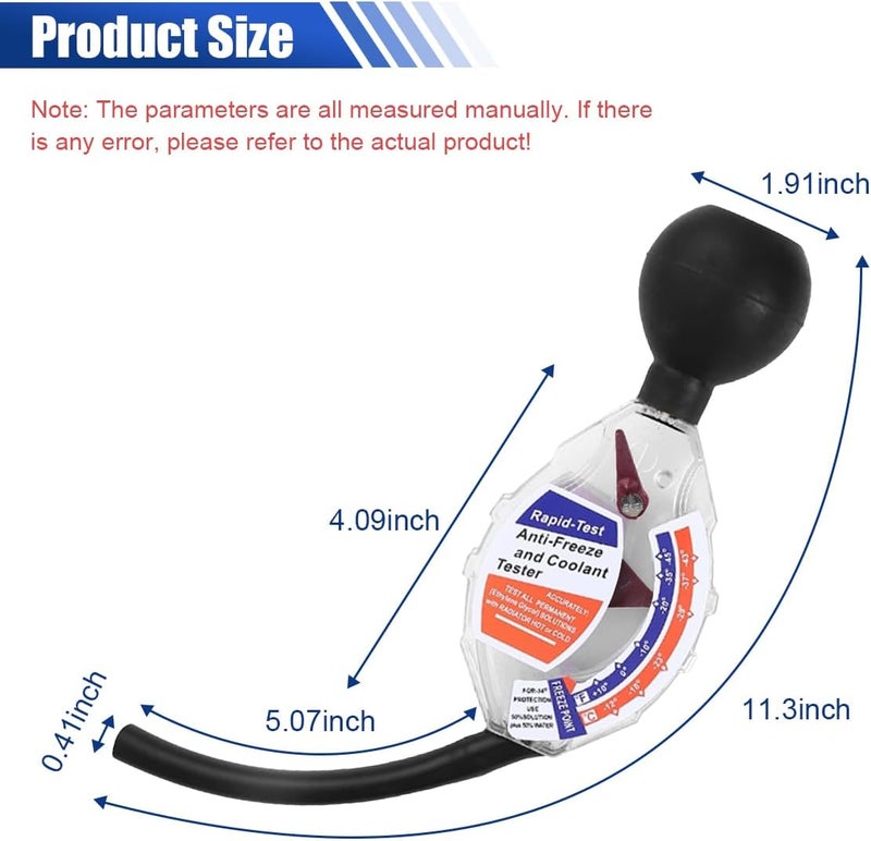LHDOS Antifreeze Coolant Tester, High Accuracy Dial Type Coolant Hydrometer Testers, Universal Car Battery Liquid Densitometer Automotive Antifreeze Tester 6/12/24V for Ethylene Glycol Coolant - Image 2